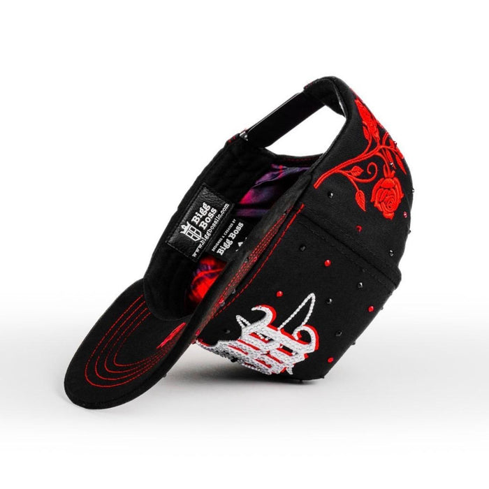 Bigg Boss Black & Red Rhinestone Rose Snapback Hat