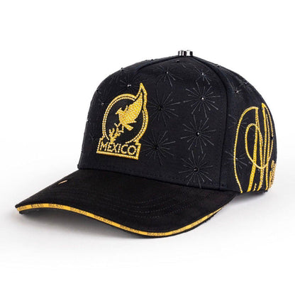 Luxury Mexico World Cup snapback hat with gold rhinestone embroidery