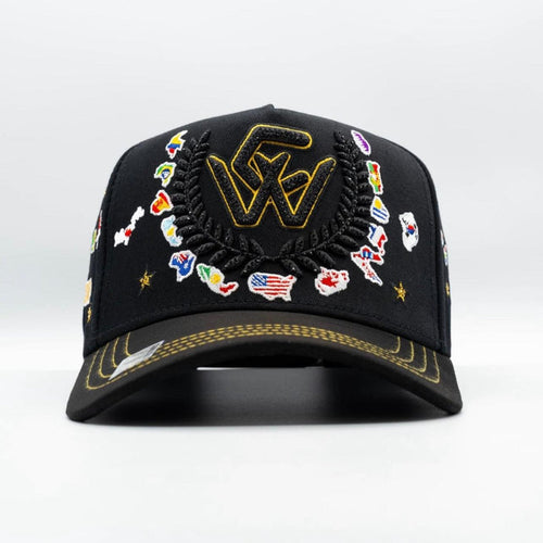 Bigg Boss WC 2026 International Flags Snapback Hat – Black & Gold