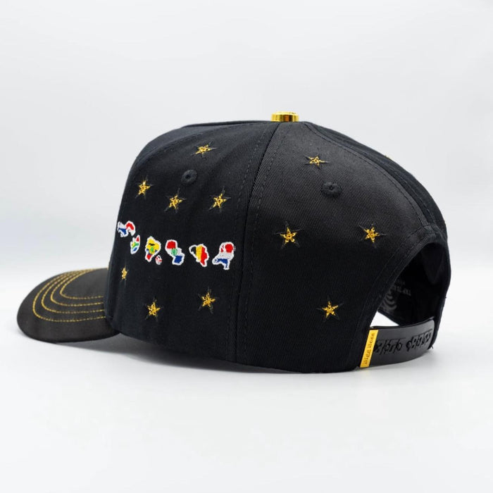 Bigg Boss WC 2026 International Flags Snapback Hat – Black & Gold
