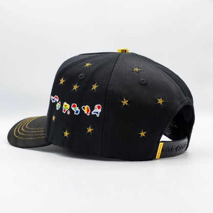 Bigg Boss WC 2026 International Flags Snapback Hat – Black & Gold