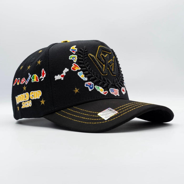 Bigg Boss WC 2026 International Flags Snapback Hat – Black & Gold