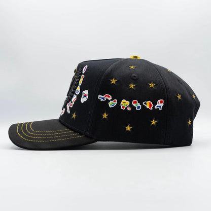 Bigg Boss WC 2026 International Flags Snapback Hat – Black & Gold