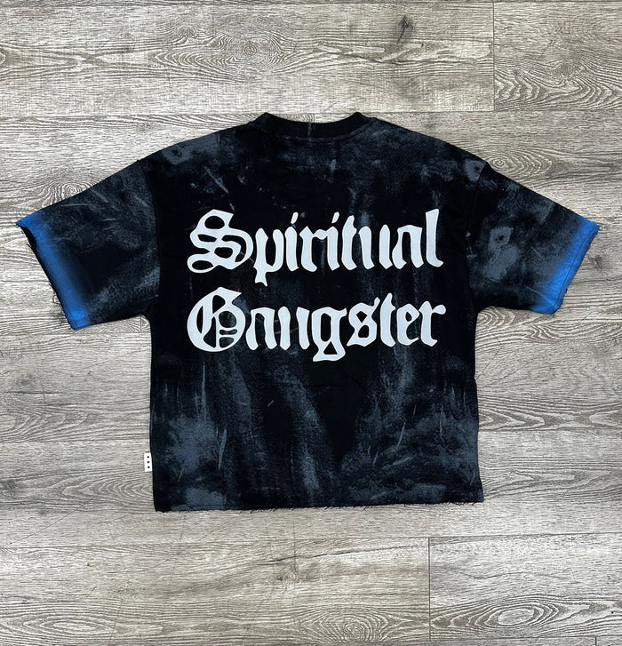 Black BKYS Destiny cropped rhinestone T-shirt with bold graphic design, short sleeves, and fitted style.