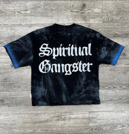 Black BKYS Destiny cropped rhinestone T-shirt with bold graphic design, short sleeves, and fitted style.
