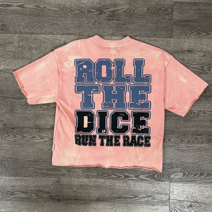 Pink BKYS Hell Run cropped rhinestone T-shirt with graphic design, short sleeve tee for casual wear.