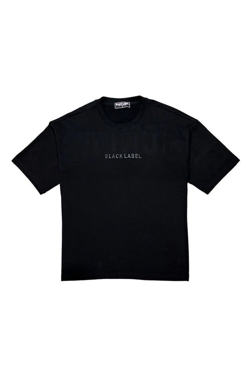 Black Label Black Studio T-Shirt in black, casual tee with logo detail, made by Black Label, front view showing fit and design.
