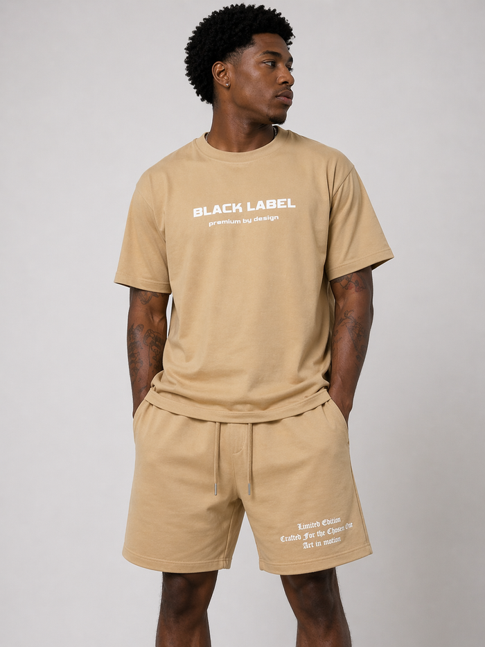 Black Label Premium shorts in espresso color, casual men's shorts with a comfortable fit and stylish design.
