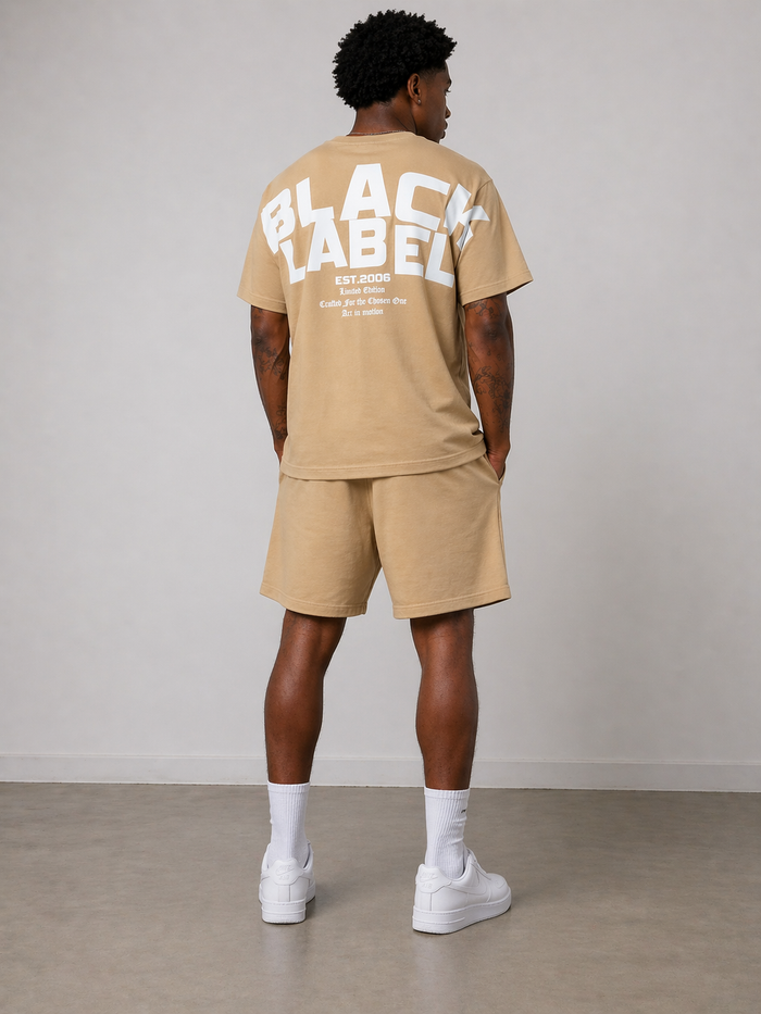 Black Label Premium T-Shirt in espresso color, casual black tee with classic fit and soft fabric, front view.