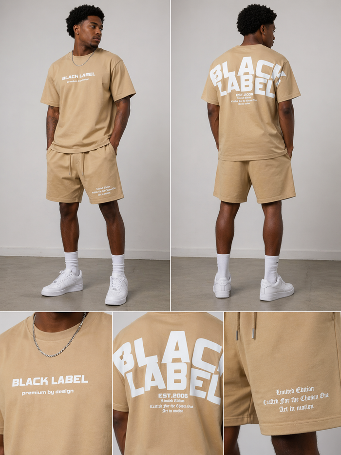 Black Label Premium T-Shirt in espresso color, casual fit, soft fabric, short sleeves, and classic crew neck style.