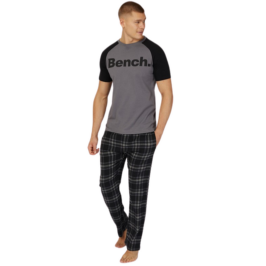 Bench Mens Dunnit Short Sleeve Pyjama Top and Bottoms Set