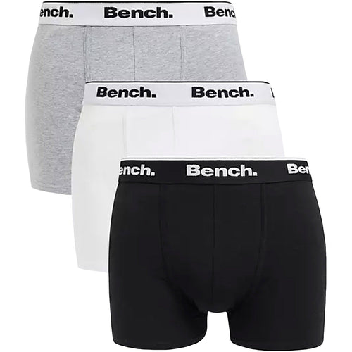 Bench Mens Loyal 3 Pack Plain Front Boxer Shorts - Assorted