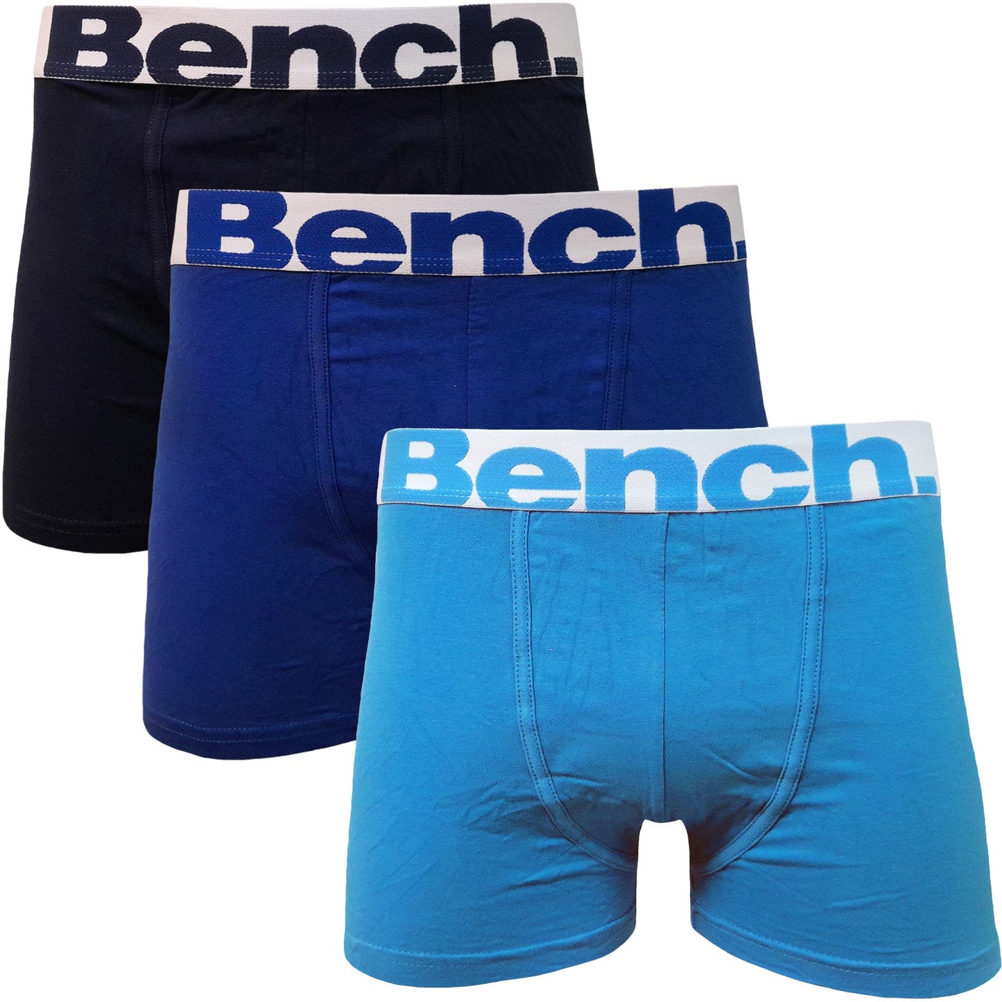 Bench Mens Rosen 3 Pack Elasticated Boxer Shorts - Blue Multi