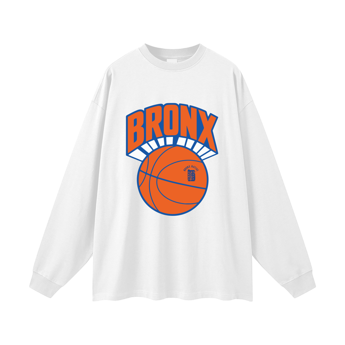 Bronx Basketball 2026 Finals Collection Oversized Unisex Long Sleeve T-Shirt by Bronx Native for New York basketball Finals energy and Bronx streetwear pride