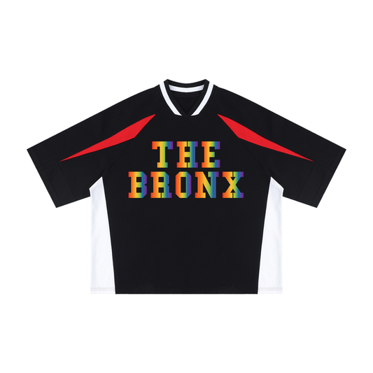 Bronx Pride Unisex Oversized Color Block V-Neck T-Shirt by Bronx Native for Bronx Pride, NYC Pride, and inclusive New York streetwear