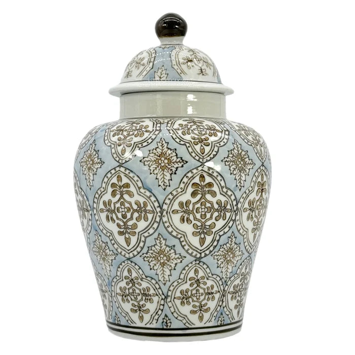 Brown Geometric Chinoiserie Jar