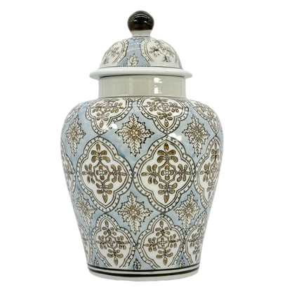 Brown Geometric Chinoiserie Jar