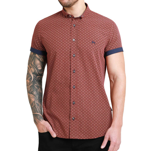 Bewley Ritch Mens Bushell Big Tall Geo Print Shirt - Burgundy