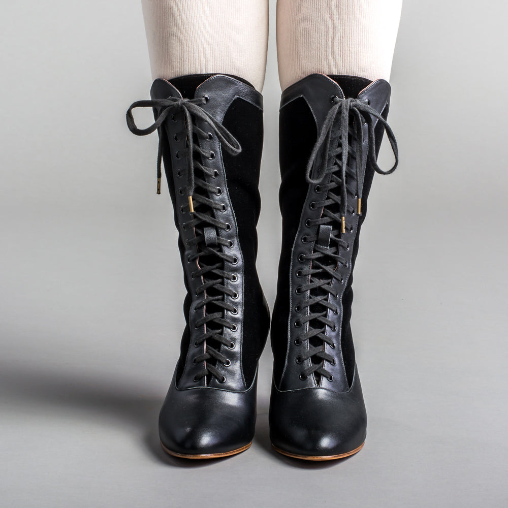 Camille Edwardian Boots (Black/Black)