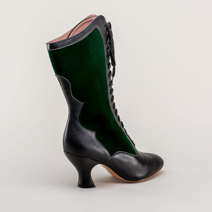 Camille Edwardian Boots (Black/Green)