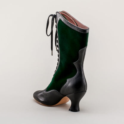 Camille Edwardian Boots (Black/Green)