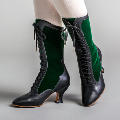 Camille Edwardian Boots (Black/Green)