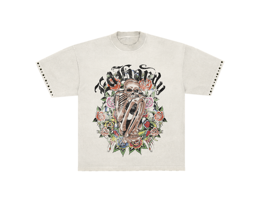 Camiseta Off White "Garden Of Bones" Ed Hardy x Matuê