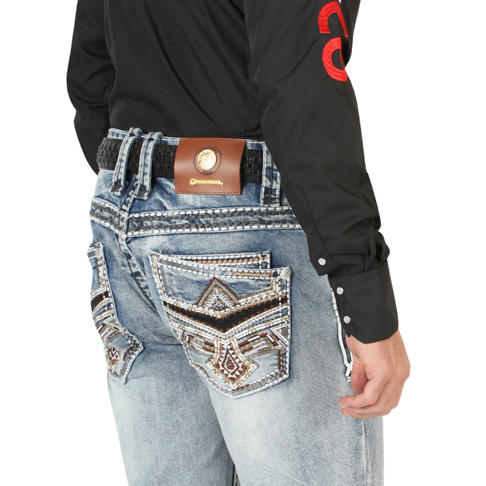Centenario jeans with embroidered stitching and back pockets