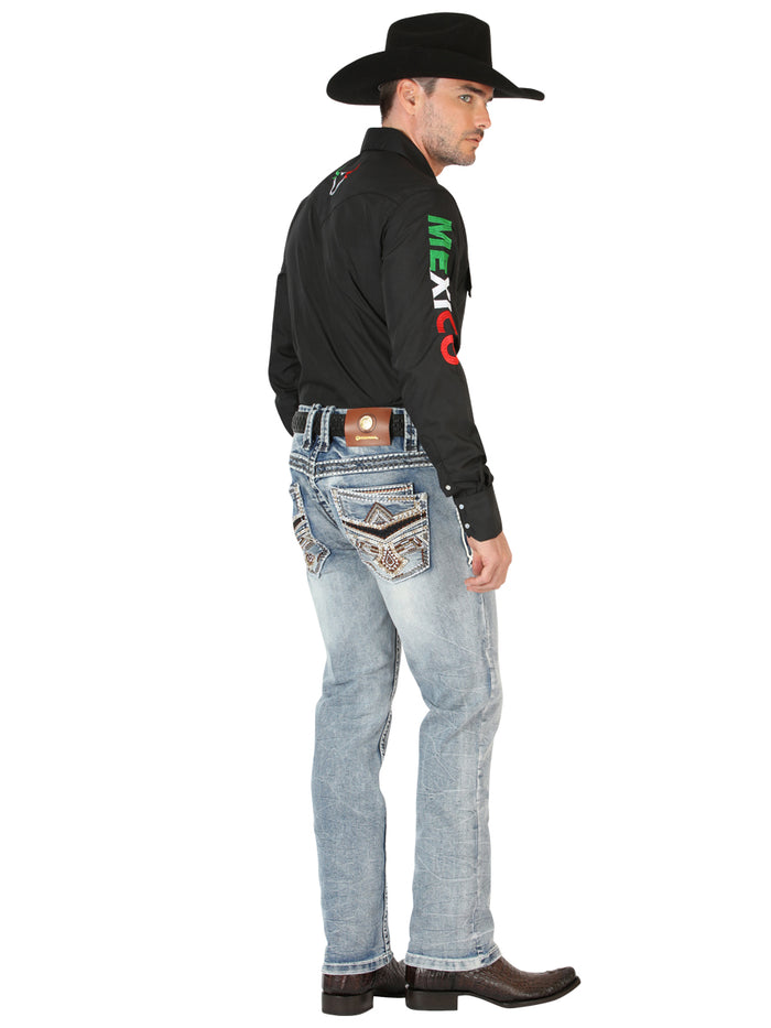 Centenario Men's Premium Denim Boot Cut Pants - Blue