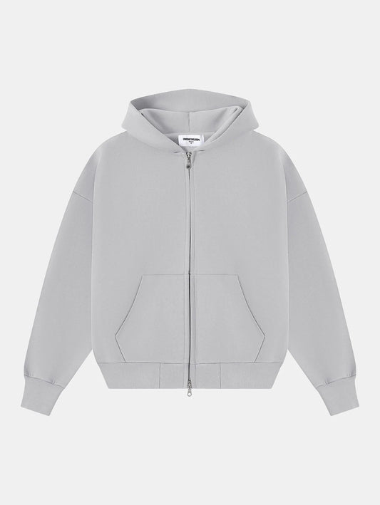 630 GSM BOXY CROPPED FIT 'ARCTIC GRAY' ZIP-UP HOODIE