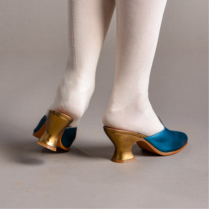 Charlotte 18th Century Mules (Teal)