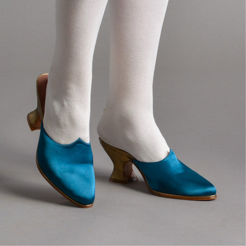 Charlotte 18th Century Mules (Teal)