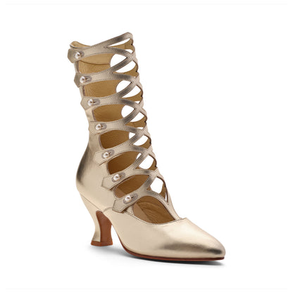 Cleo Edwardian Boots Wide (Pale Gold)