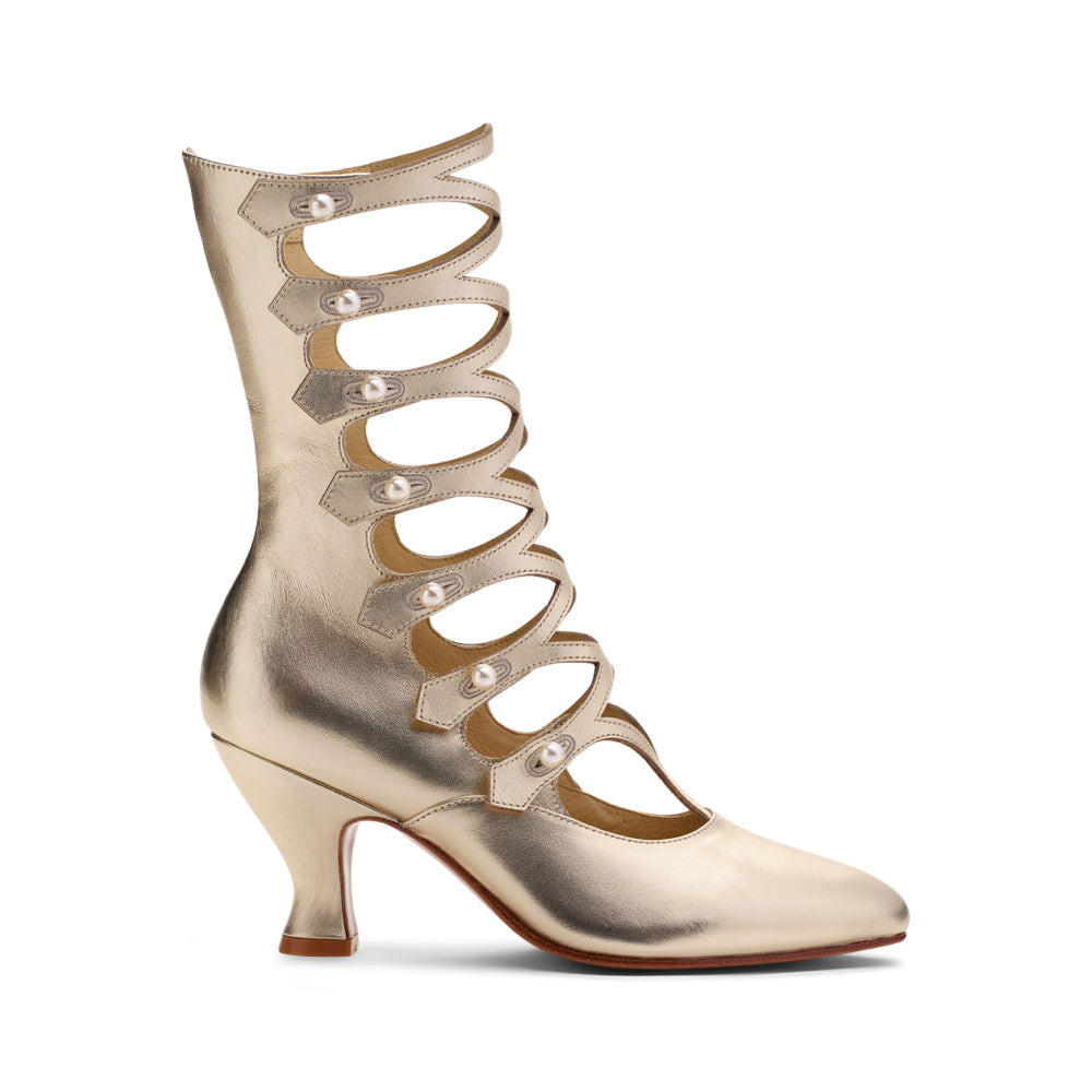 Cleo Edwardian Boots Wide (Pale Gold)