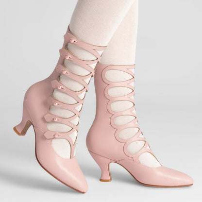 Cleo Edwardian Boots Wide (Pink)
