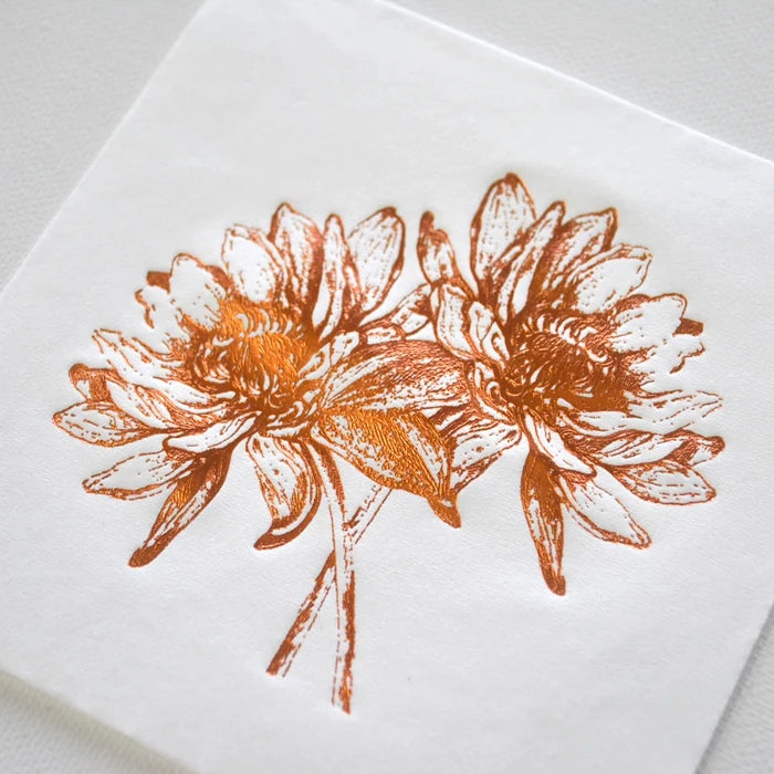 Cocktail Napkin - Copper Foil Flower