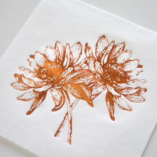 Cocktail Napkin - Copper Foil Flower