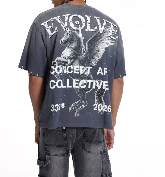 Concept LA Evolve premium grey wash T-shirt, casual men's tee with soft fabric and modern fit, front view.