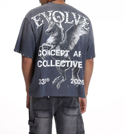 Concept LA Evolve premium grey wash T-shirt, casual men's tee with soft fabric and modern fit, front view.