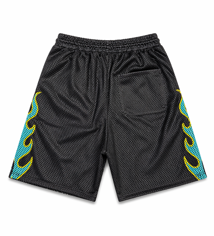 Copper Rivet Men's Iconic Mesh Shorts in black, featuring breathable mesh fabric and an athletic fit for casual wear.