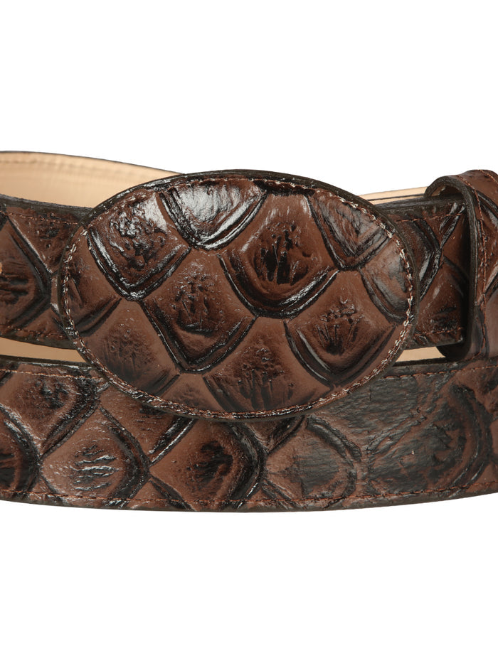 Cowboy Belt - El General  - Imitation- Pirarucu Print- Brown