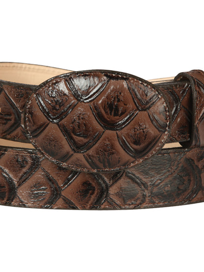 Cowboy Belt - El General  - Imitation- Pirarucu Print- Brown