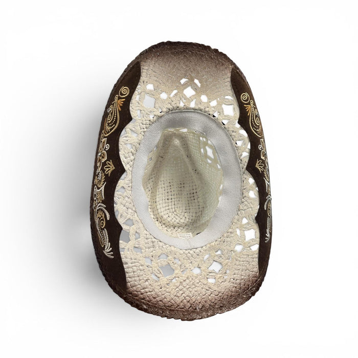 Cowboy Hat With Woven Vegan Suede & Stud Band -Ivory