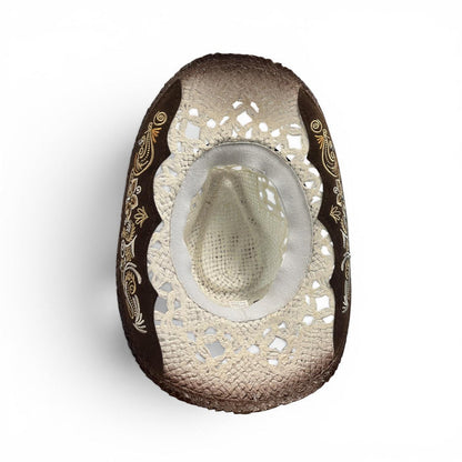 Cowboy Hat With Woven Vegan Suede & Stud Band -Ivory