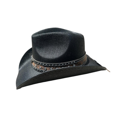 Cowboy Hat With Woven with Stud Band -Black