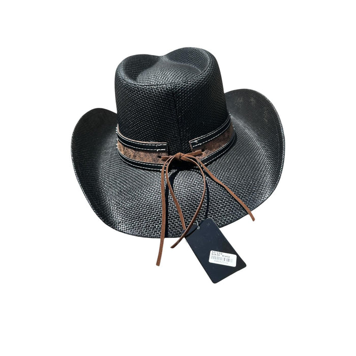 Cowboy Hat With Woven with Stud Band -Black