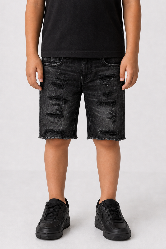 Jordan Craig Kids Arlington denim shorts in black shadow, casual kids' shorts with a comfortable fit and stylish design.