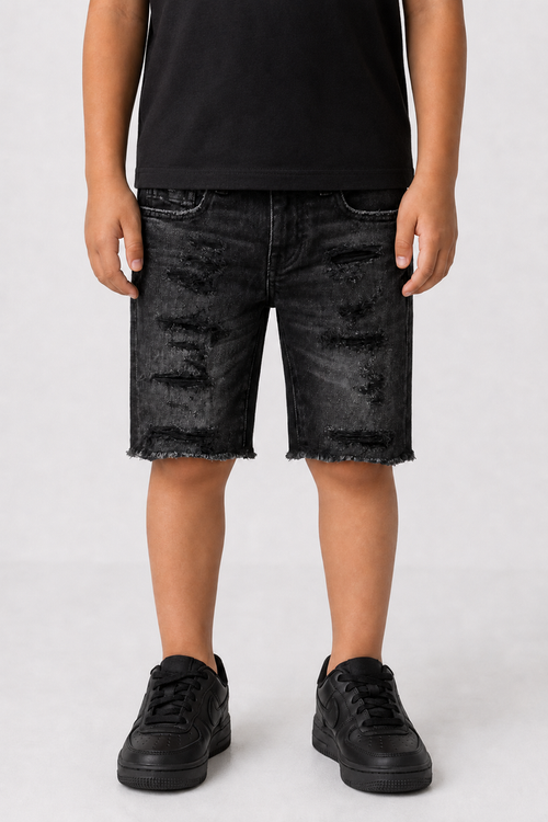 Jordan Craig Kids Arlington denim shorts in black shadow, casual kids' shorts with a comfortable fit and stylish design.