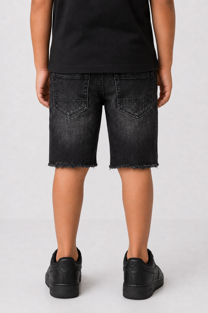 Jordan Craig Kids Arlington denim shorts in black shadow color, featuring a classic kids' shorts design and durable denim fabric.