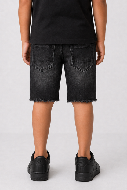 Jordan Craig Kids Arlington denim shorts in black shadow color, featuring a classic kids' shorts design and durable denim fabric.
